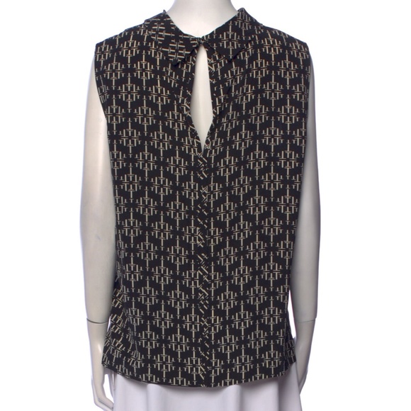 Tory Burch Silk Sleeveless Blouse Logo Print - Picture 2 of 9